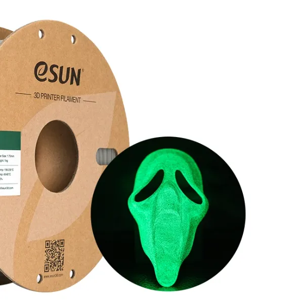 Катушка пластика PLA+ ESUN 1.75 мм 1кг., светящаяся зеленая