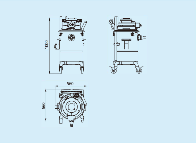 Пылесос сухого типа (компактный, несъёмный контейнер) TOP TEX3-E 1.2KW DS 46L LI