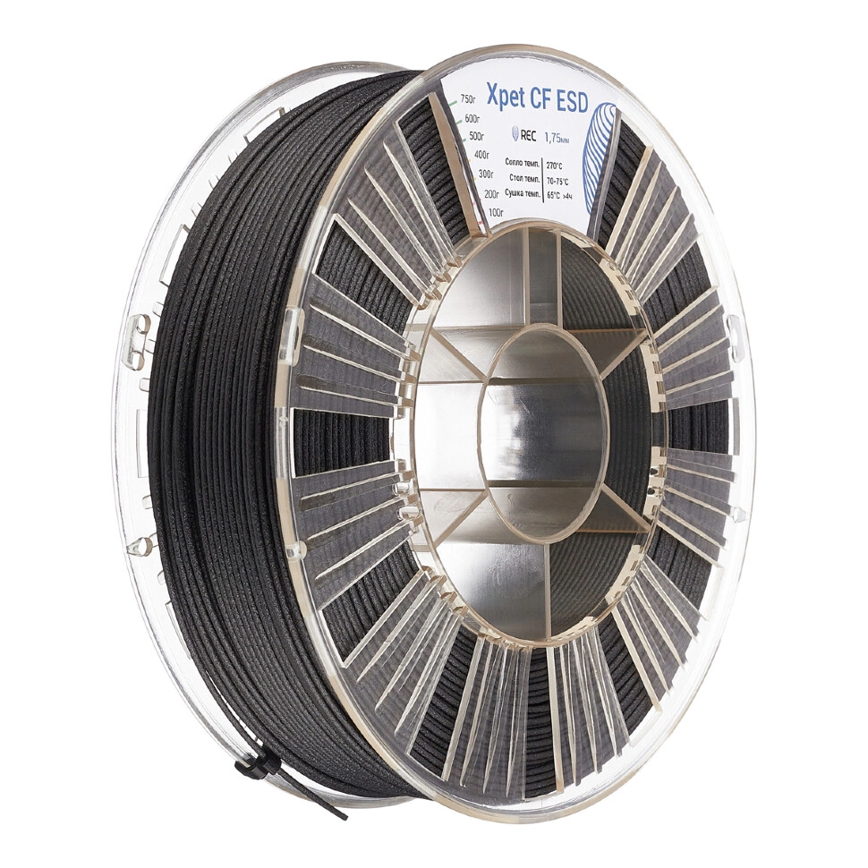 REC XPet CF ESD пластик REC 1.75мм чёрный
