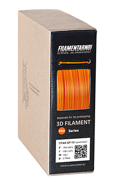 Пластик Filamentarno! TITAN GF-12 оранжевый, 12% стекловолокна 750 г, 1.75 мм