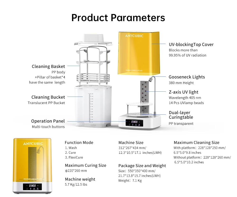 Полимеризационная камера (УФ-камера) и Мойка Anycubic Wash and Cure 3 Plus  купить в Москве, Санкт-Петербурге – цена, доставка