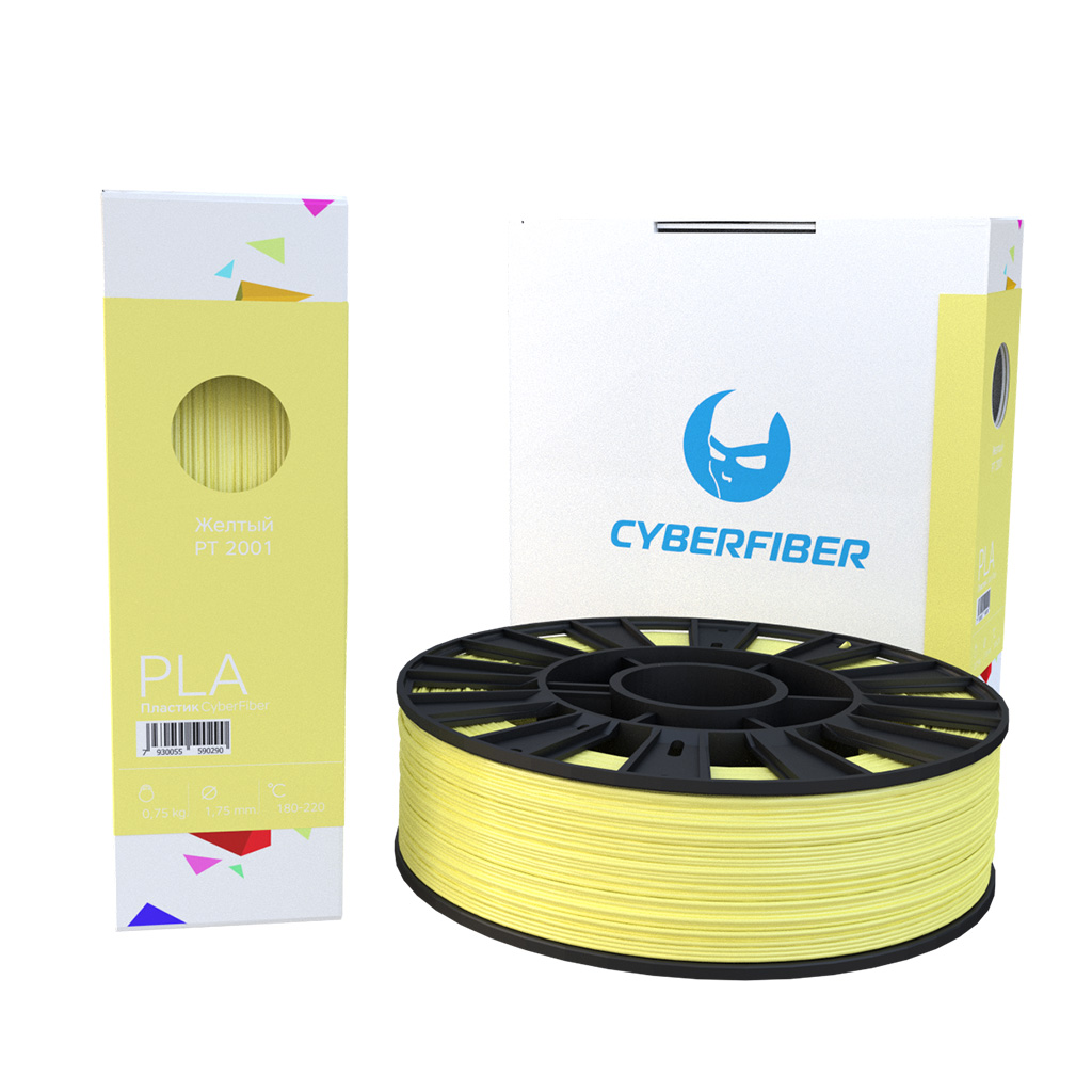 Фото PLA пластик CyberFiber 1,75, желтый, 750 г 1