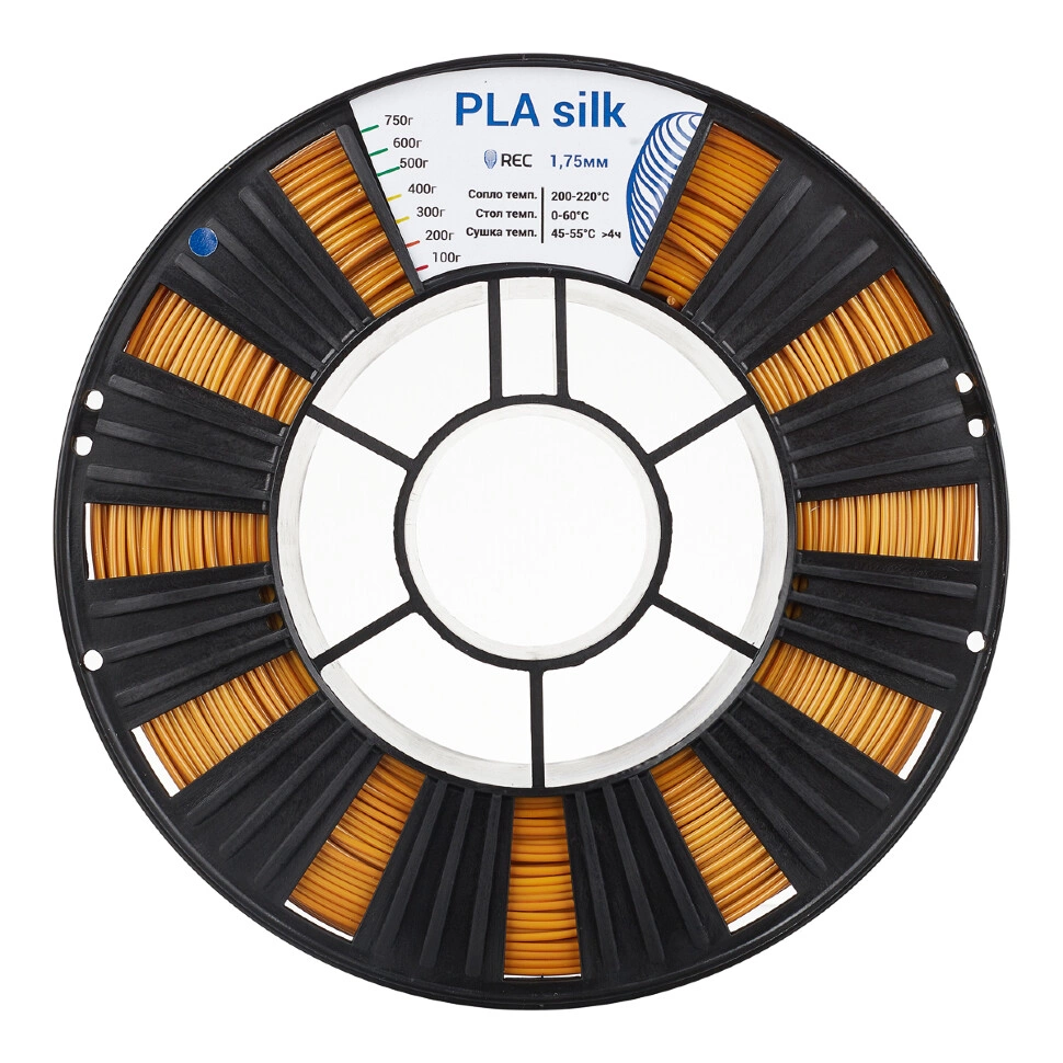 PLA Silk пластик REC 1.75мм темное золото 750г