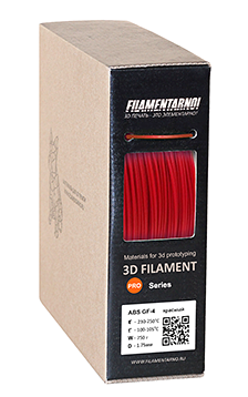 Пластик Filamentarno! ABS GF-4 красный, 4% стекловолокна 750 г, 1.75 мм