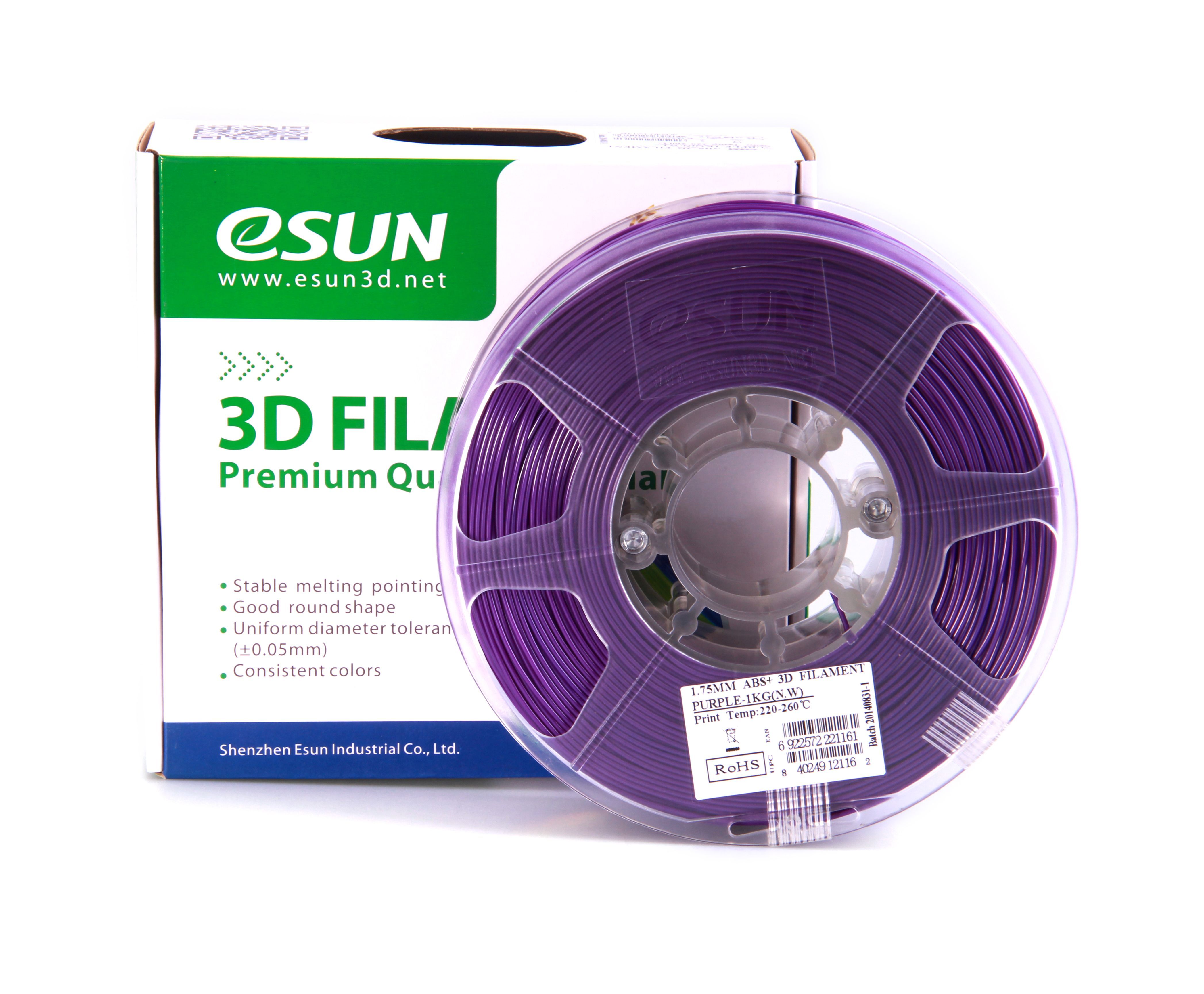 Катушка ABS+ пластика Esun, 1.75 мм, 1 кг, пурпурная