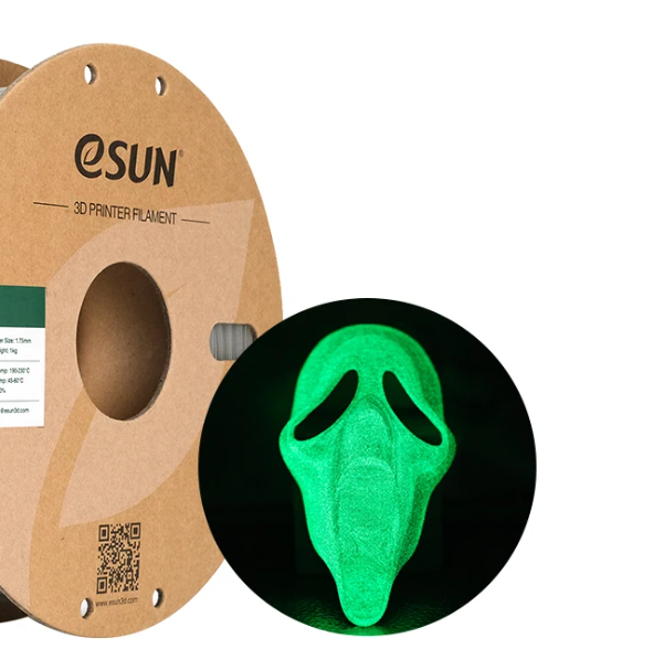 Катушка пластика PLA+ ESUN 1.75 мм 1кг., светящаяся зеленая