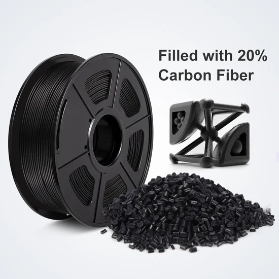 PLA Carbon Fiber пластик SUNLU для 3D принтера 1,75 Черный 1 кг