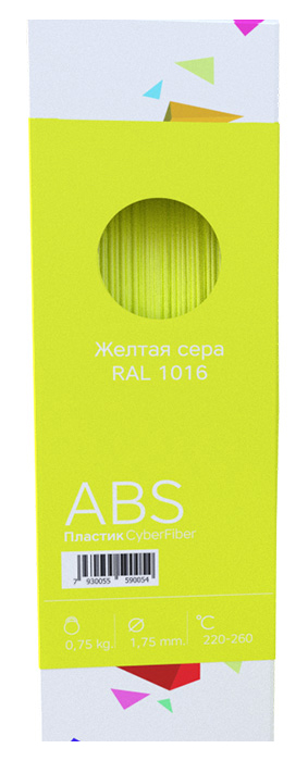 ABS пластик 1,75, желтая сера, 750 г