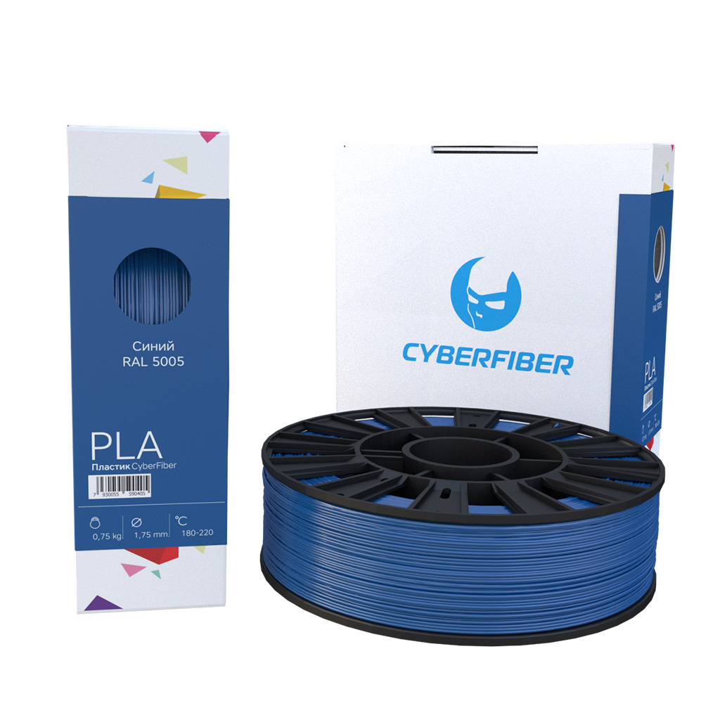 Фото PLA пластик CyberFiber 1,75, синий, 750 г 1