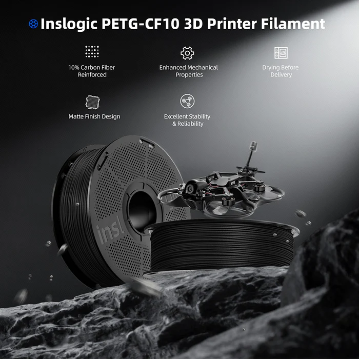 Пластик для 3D принтера Inslogic PETG-CF10 черный 1кг