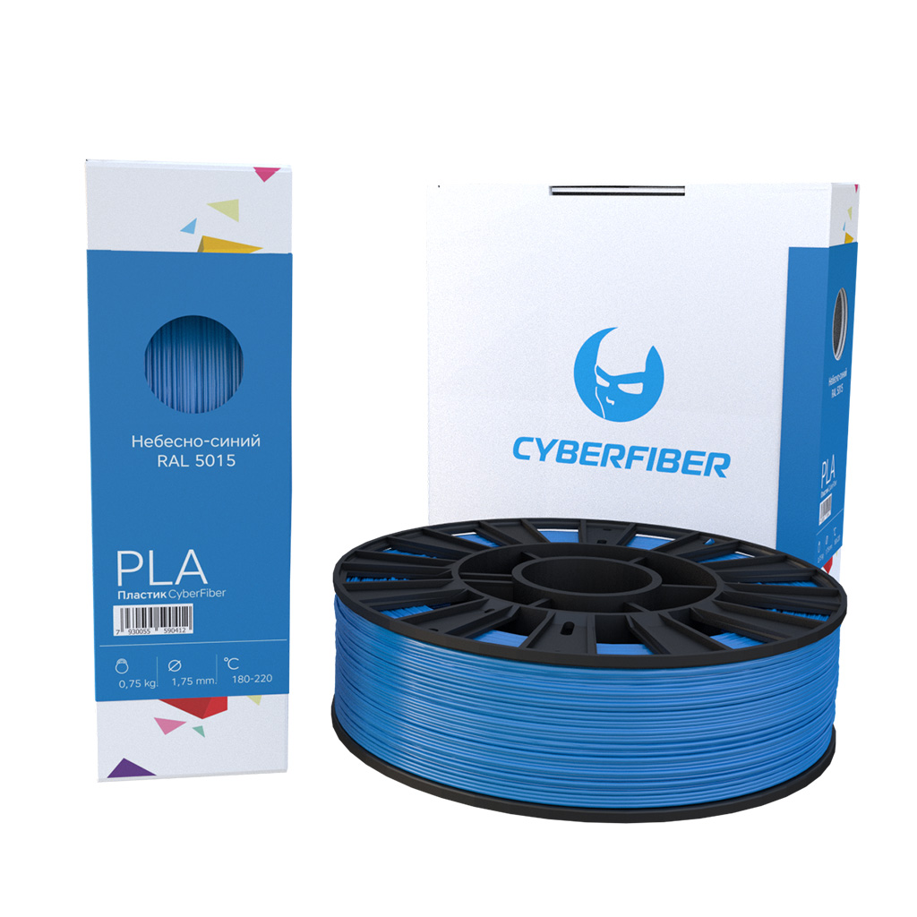 Фото PLA пластик CyberFiber 1,75, небесно-синий, 750 г 2
