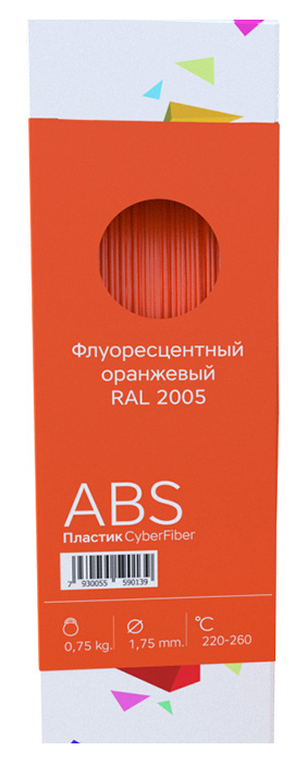 ABS пластик 1,75, флуоресцентный оранжевый, 750 г
