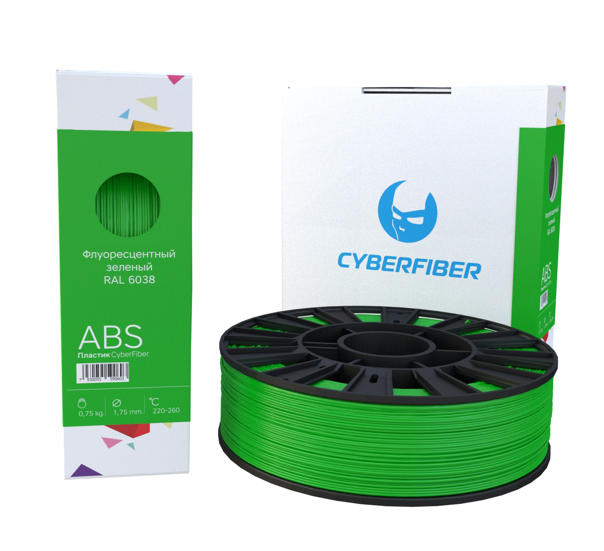 ABS пластик 1,75, флуоресцентный зеленый, 750 г