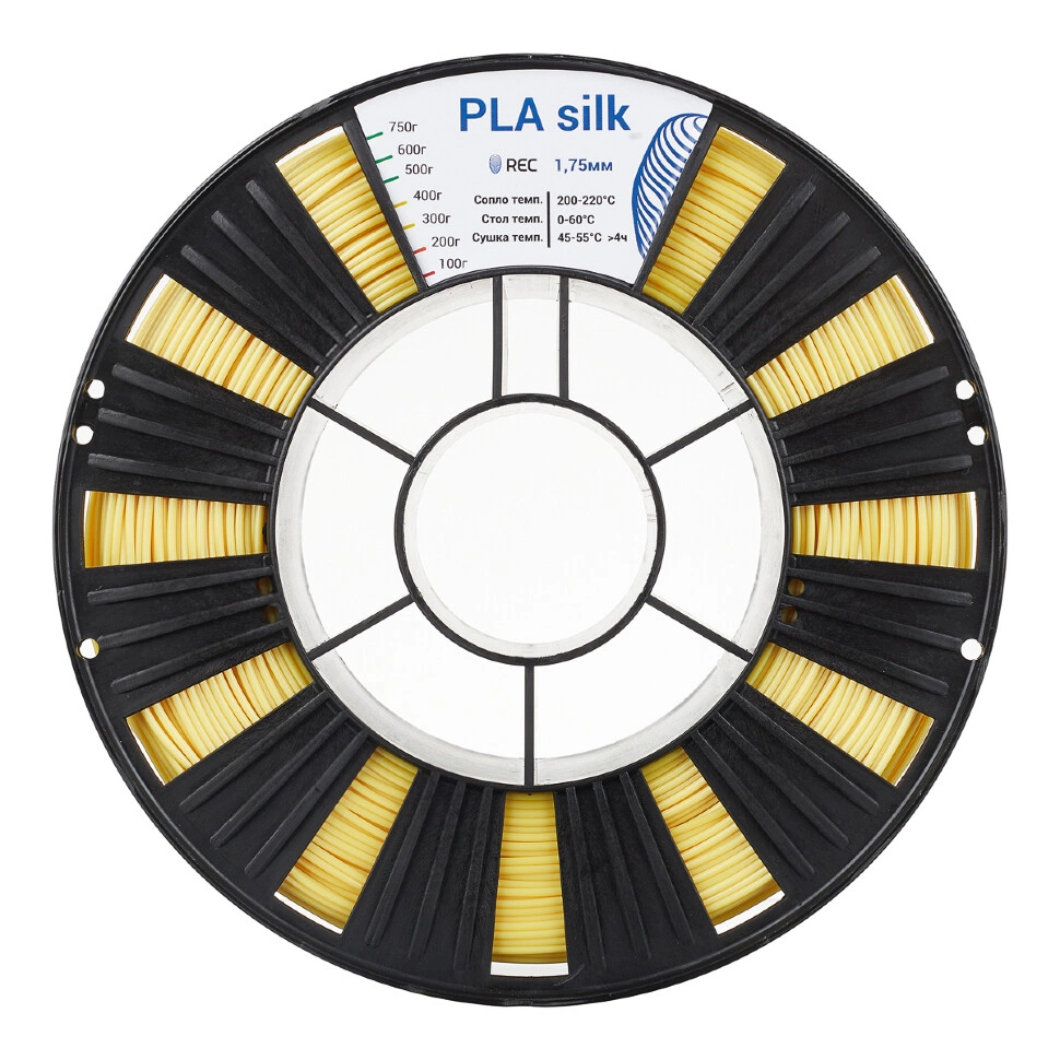 PLA Silk пластик REC 1.75мм светлое золото 750г