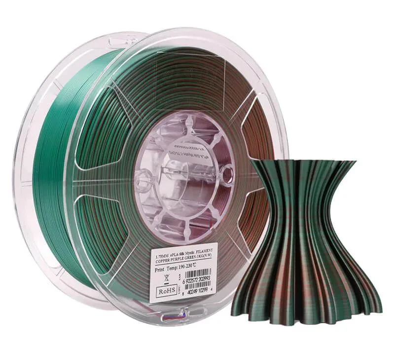 Катушка пластика ESUN ePLA-Silk Mystic 1.75 мм 1 кг, коричневый-фиолетовый-зелёный (переходный 3 цвета)