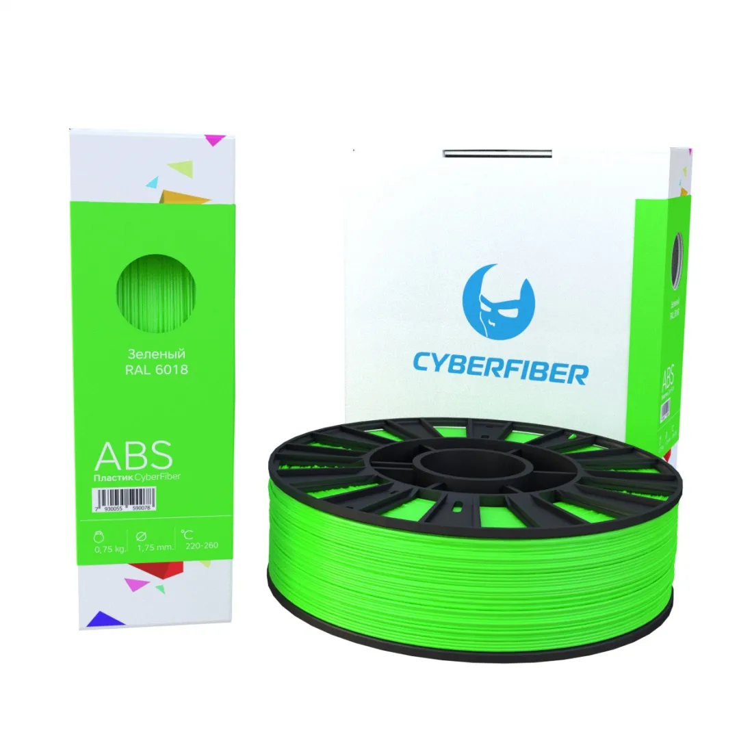 Фото ABS пластик CyberFiber 1,75, зеленый, 750 г
