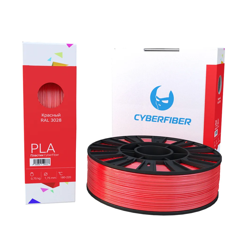 PLA пластик CyberFiber 1,75, красный, 750 г